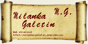 Milanka Galetin vizit kartica